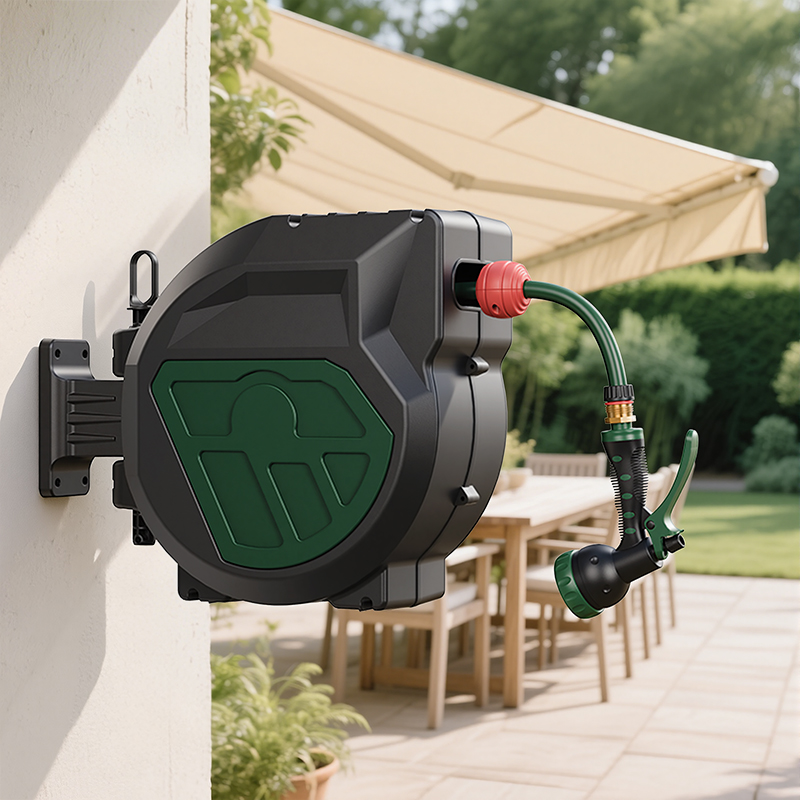 HR015-1/2 US Automatic Retractable Garden Hose Reel | 15m Wall Mount with 180° Swivel