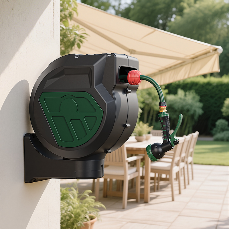 HR025-1/2 US Automatic Retractable Garden Hose Reel | 25m Wall Mount with 180° Swivel