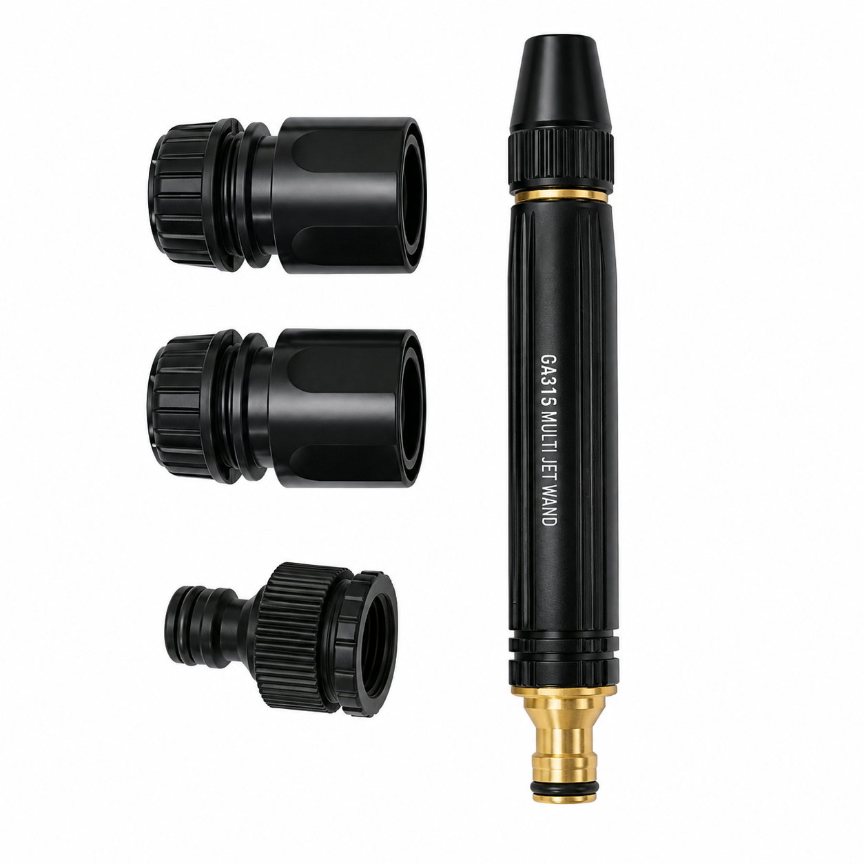 SW-SP27A 4-Piece Direct Spray Nozzle & Connector Set | High Pressure Metal Jet, Quick Fittings -  - Garden Hose Reel by SUNWELL TOOLS